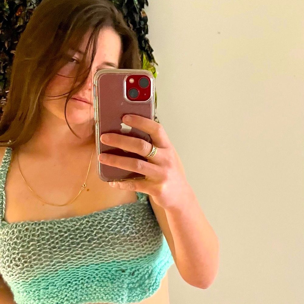 Hand made blue top
